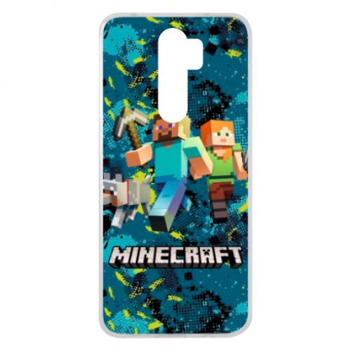 Чехол для Xiaomi Redmi Note 8 Pro Minecraft Steve Alex And Dog