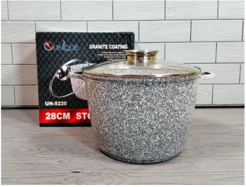 Кастрюля-котел Unique UN-5220 10 л/28х20 см с гранитным антипригарным покрытием и крышкой (2765570703)