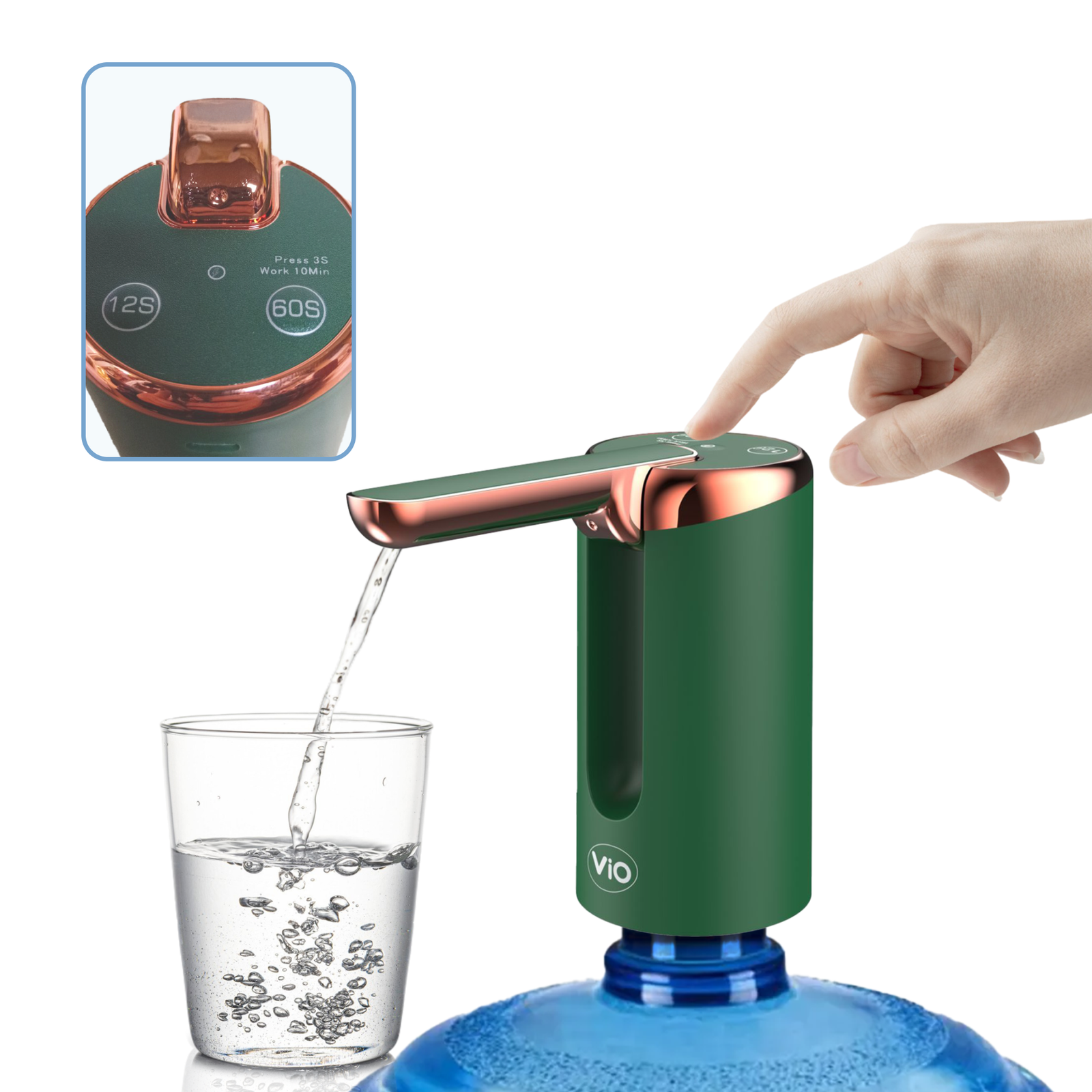 Помпа для воды электрическая ViO E24 со складным носиком Зеленый (11298) - фото 2 Помпа для воды электрическая ViO E24 со складным носиком Зеленый (11298) - фото 2