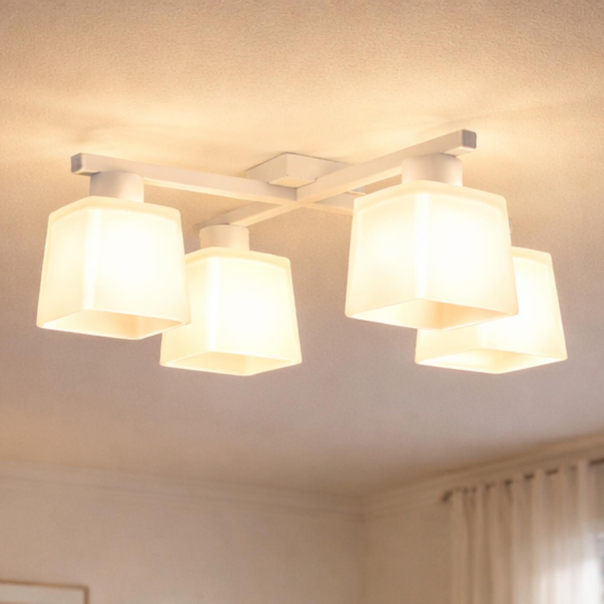 Люстра MSK ELECTRIC Sakura на четыре квадратных плафона под лампы Е27 Белый (NL 16510-4 WH)