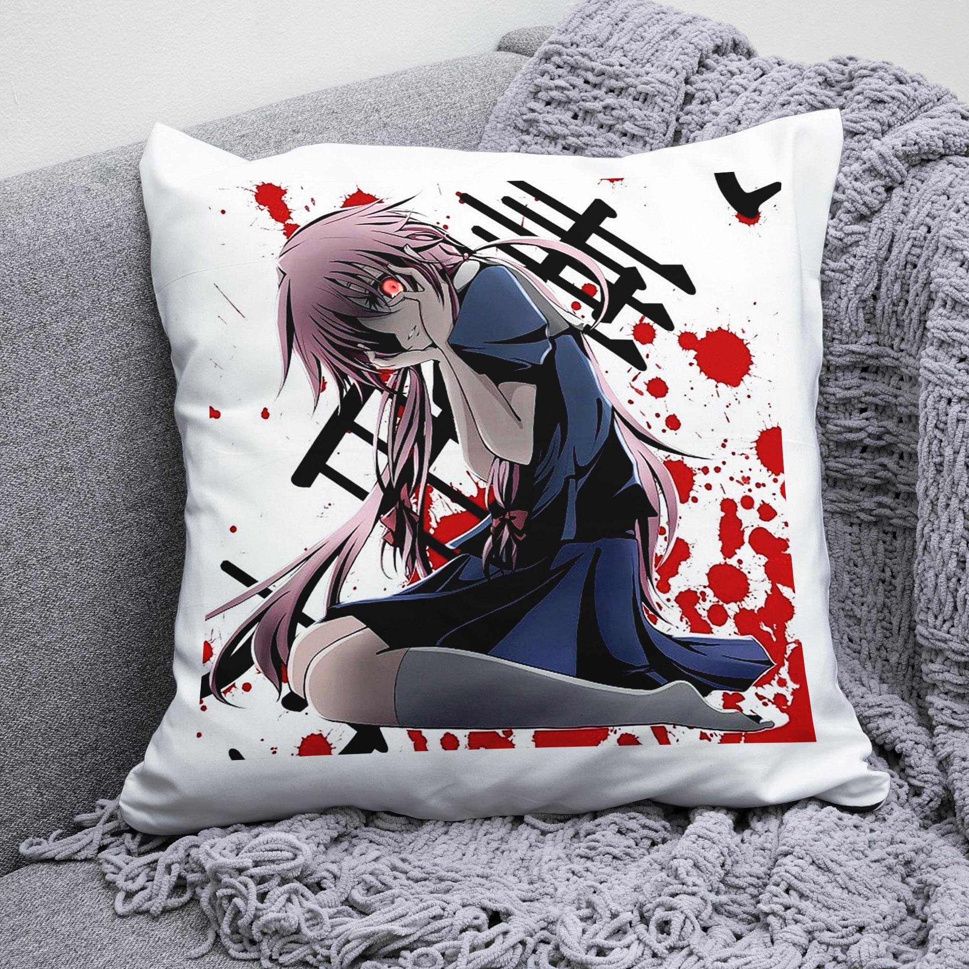 Плюшевая подушка квадрат с принтом Дневник Будущего Mirai Nikki