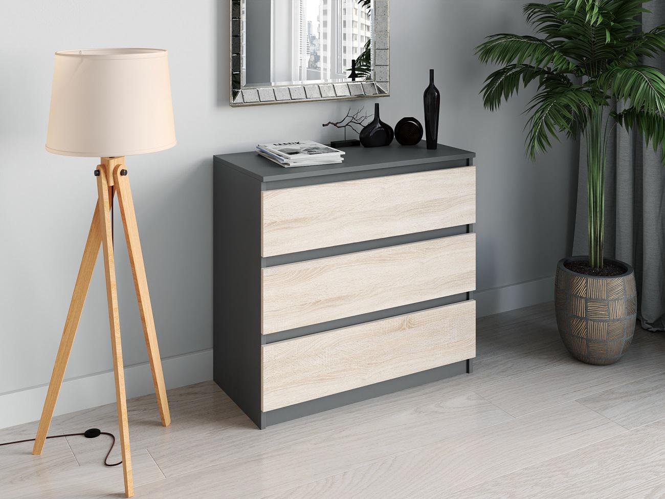 Комод на 3 ящика Moreli T-214 Антрацитовый/Дуб сонома (T214AntratsytSonoma)