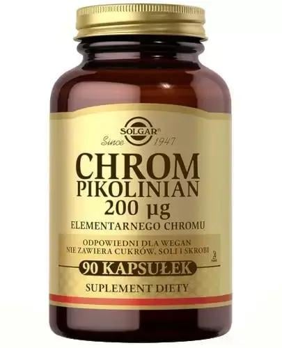 Харчова добавка Solgar Піколінат хрому 200 мкг для контролю рівня цукру та апетиту 90 капсул (31234420)