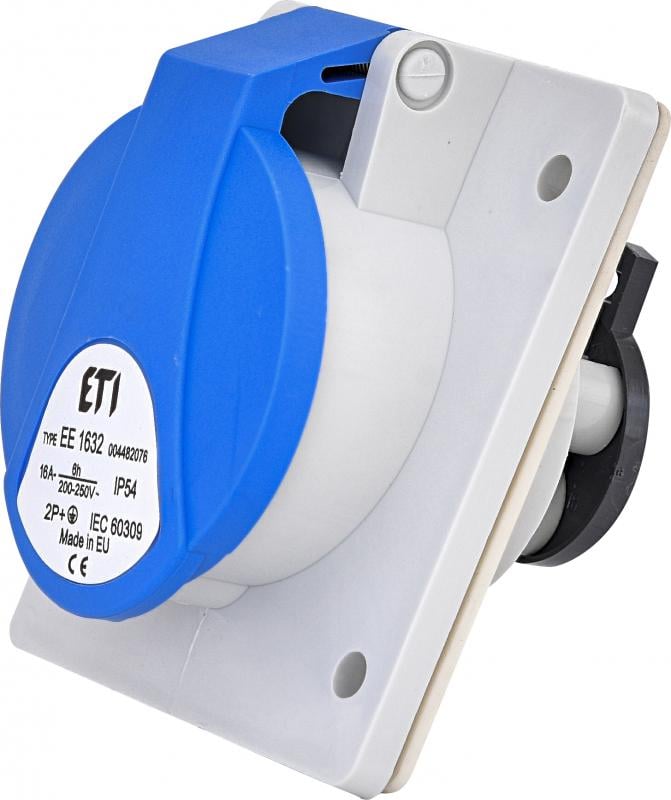 Силовая розетка ETI EE-1632 2P+PE 16А 230 В встроенная IP54 Синий (4482076)