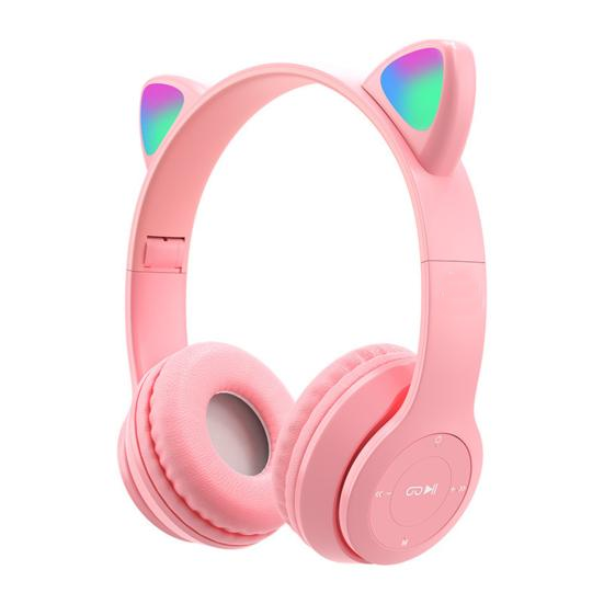 Наушники беспроводные CAT-ear CEP47-M с ушками и LED подсветкой Pink (f3c8a157) - фото 1