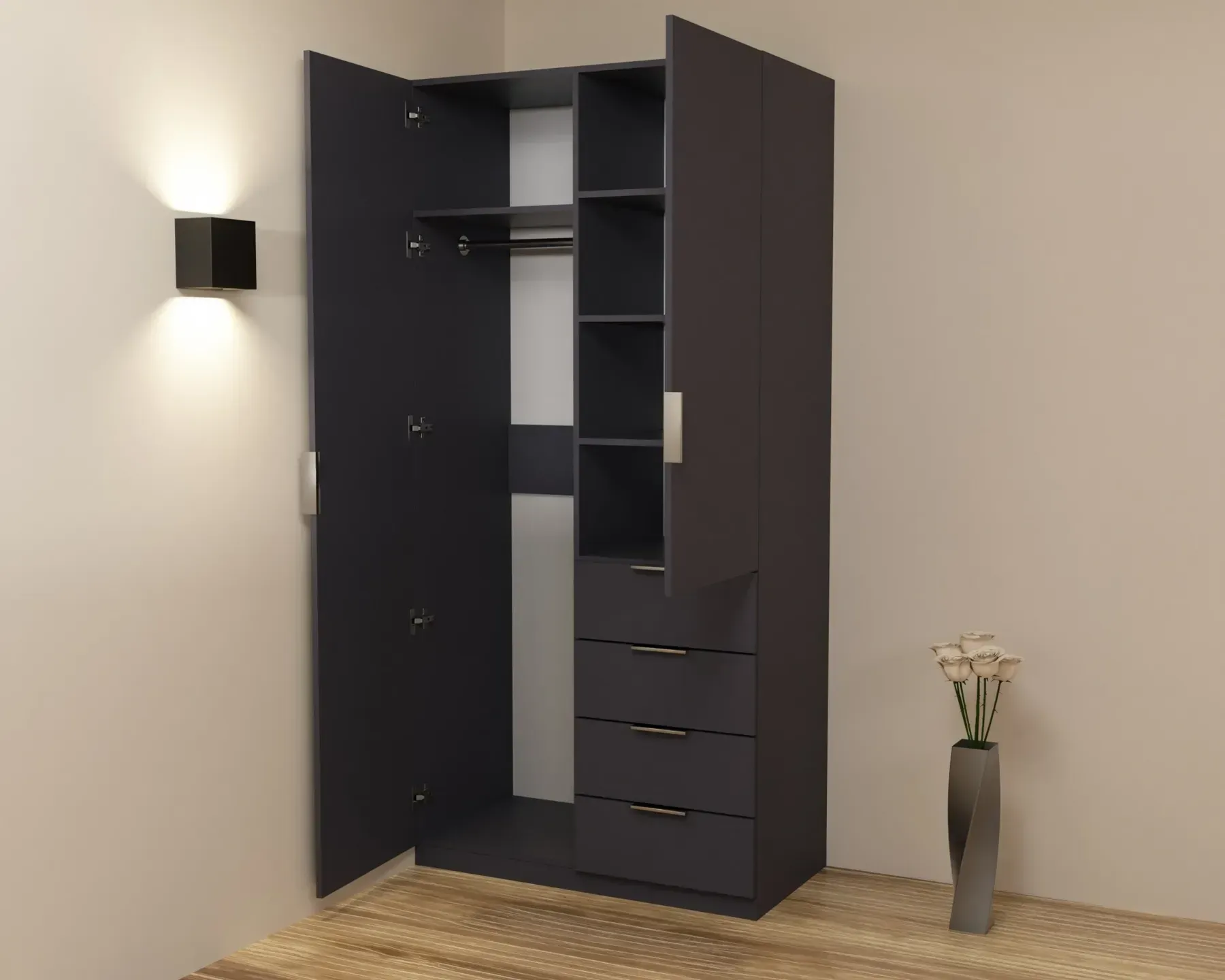 Шкаф Kontinent Kristal 1 100х52х210 см Антрацит (59824609) Шкаф Kontinent Kristal 1 100х52х210 см Антрацит (59824609)