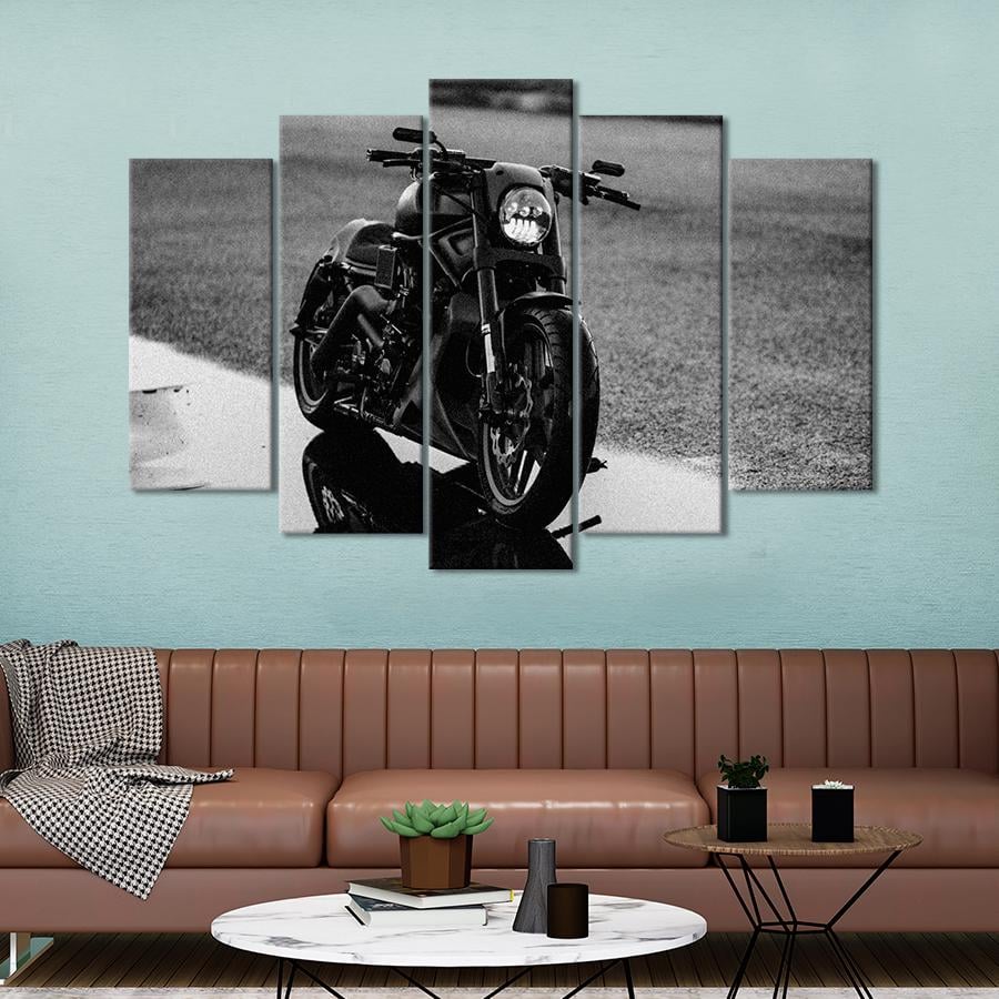 Картина Автомобиль Мотоцикл Harley Davidson в чёрном цвете 137x85 см (A1173-5)