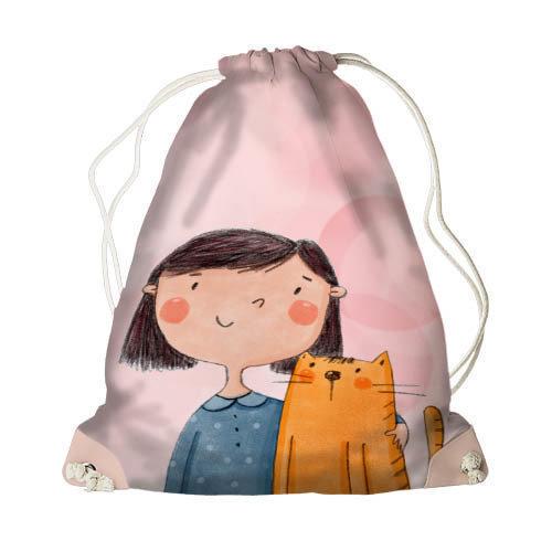 Рюкзак-мешок Presentville MINI Девочка с котом (DRM CLF009 PUD) Рюкзак-мешок Presentville MINI Девочка с котом (DRM CLF009 PUD)