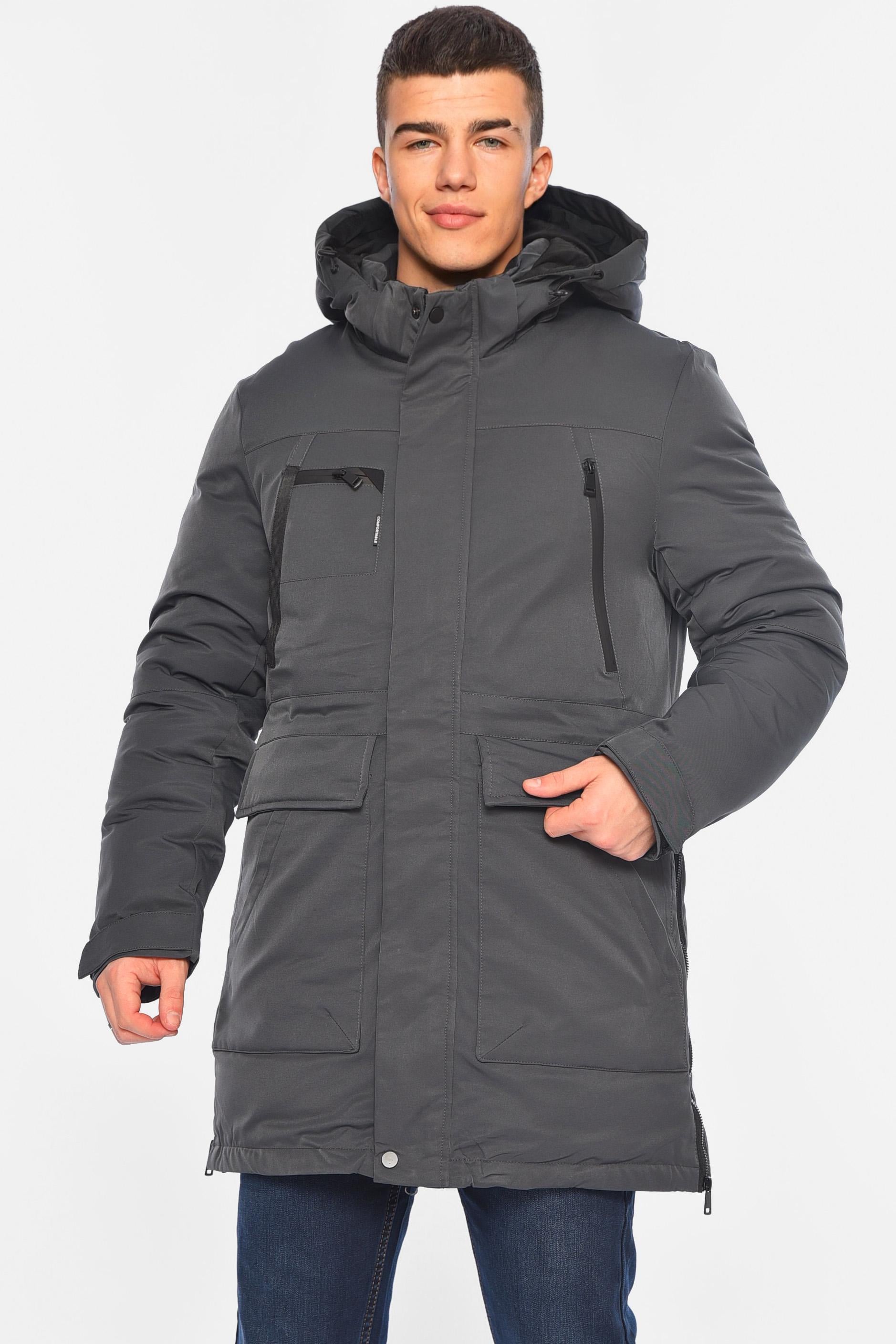 Куртка мужская удлиненная еврозима 5XL Темно-серый (196070)