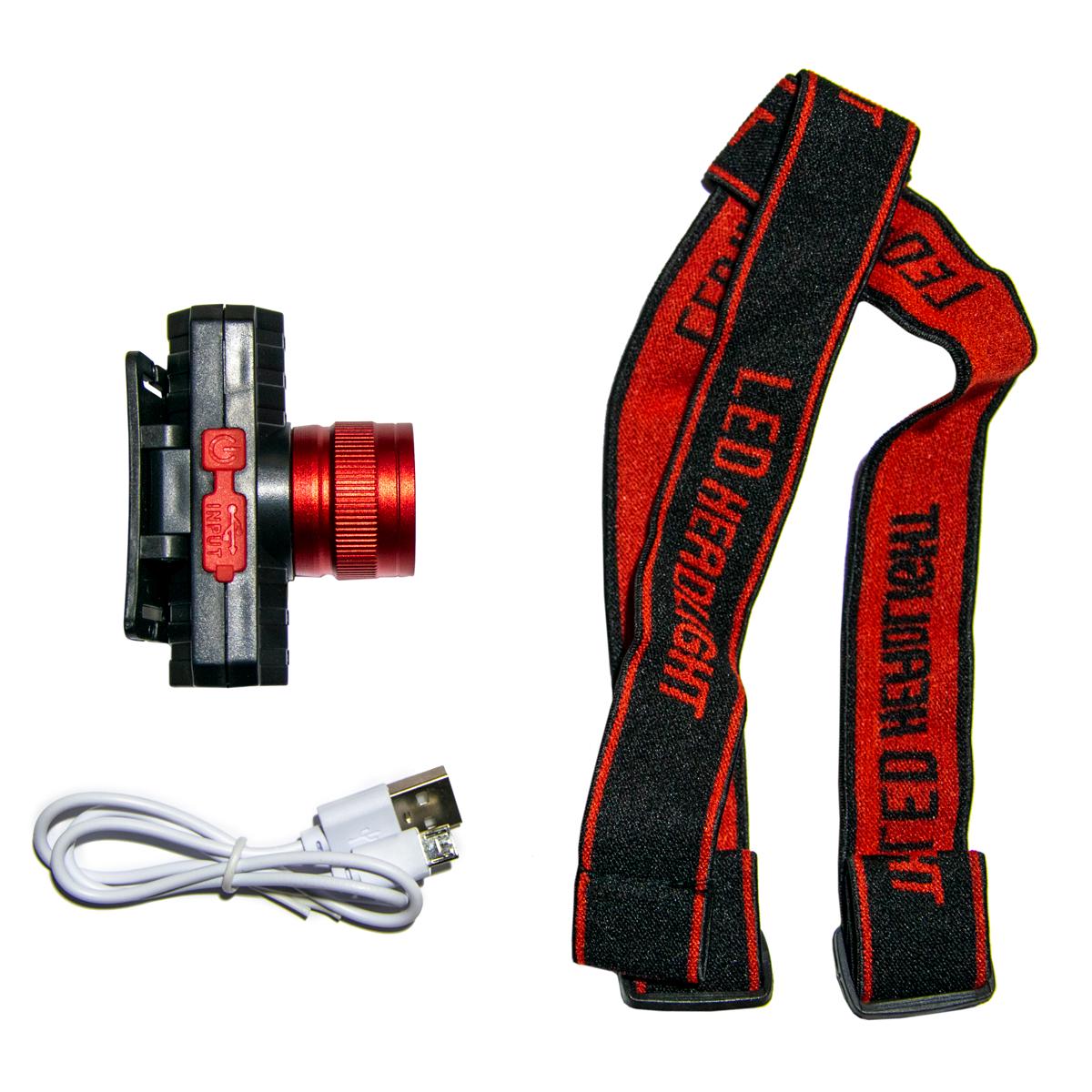 Ліхтар LED налобний на акумуляторі для риболовлі Червоний (1009644-Red)