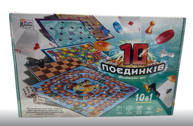Гра 4Fun Game Club 10 Поєдинків 23833 ігрові поля/фішки/карти/шахи/шашки/кубик у коробці