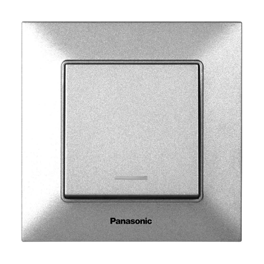 Выключатель одноклавишный Panasonic Arkedia Slim с подсветкой Серебристый (25624771) Выключатель одноклавишный Panasonic Arkedia Slim с подсветкой Серебристый (25624771)