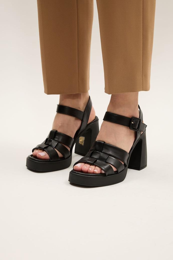 Босоножки женские Fabio Monelli кожаные р. 39 Черный (186959)