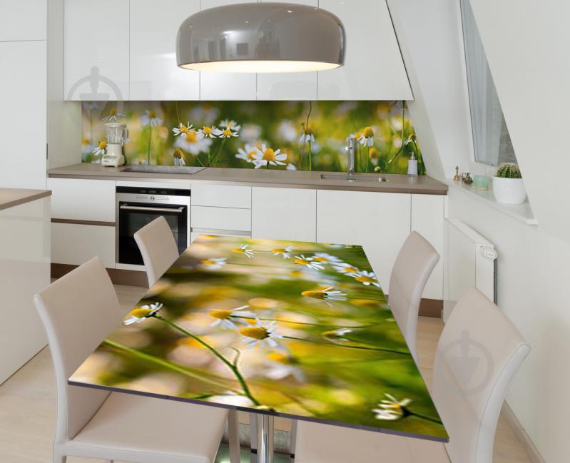 Наклейка 3Д виниловая на стол Zatarga «Ромашковые луга» 600х1200 мм для домов, квартир, столов, кофейн, кафе