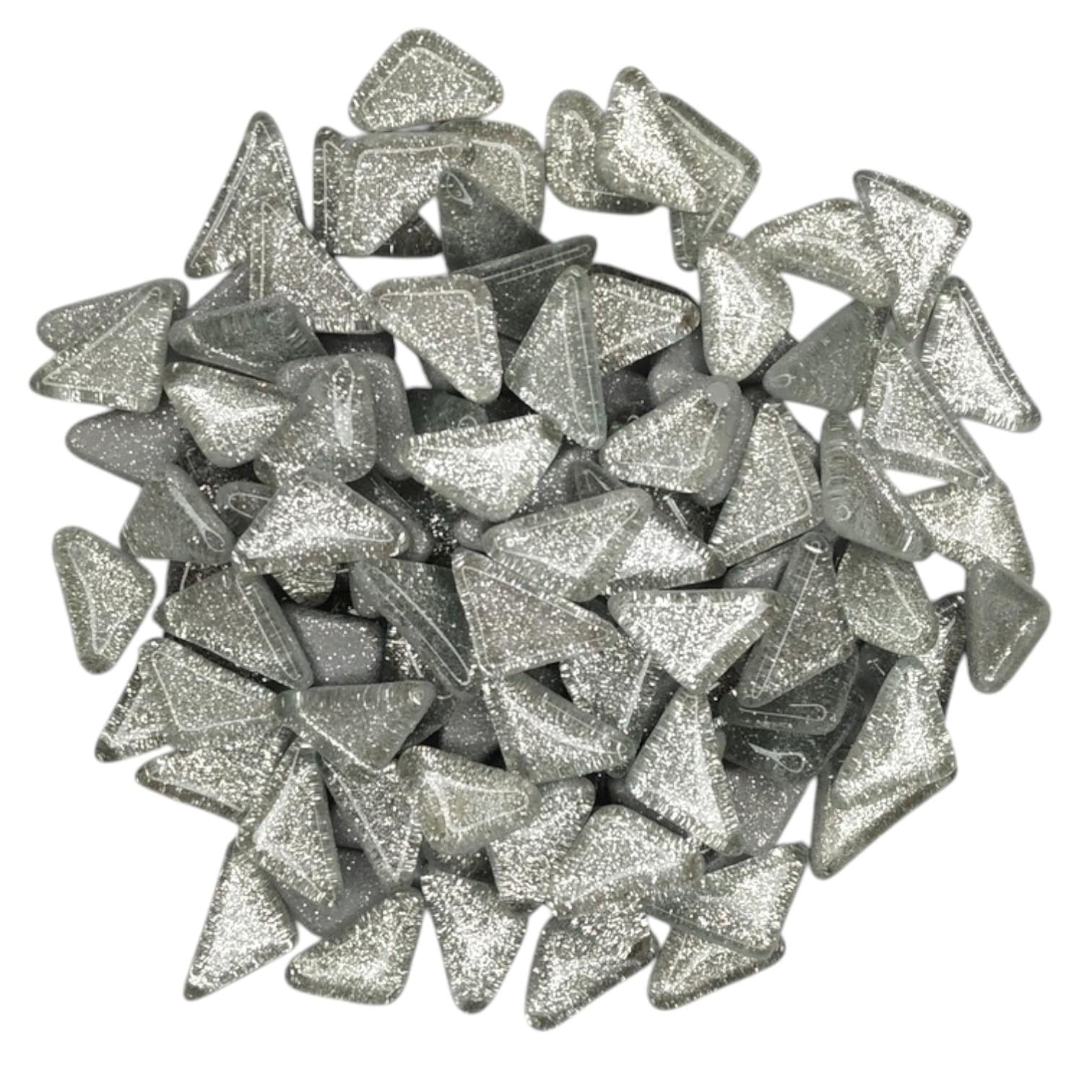 Набор кусочков мозаики треугольные с блестками 4 мм 200 г 150-180 шт. Серый (7610)