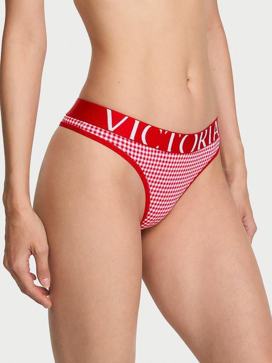 Трусики женские Victoria's Secret Exploded Logo Cotton Thong M Красный (3182178834)