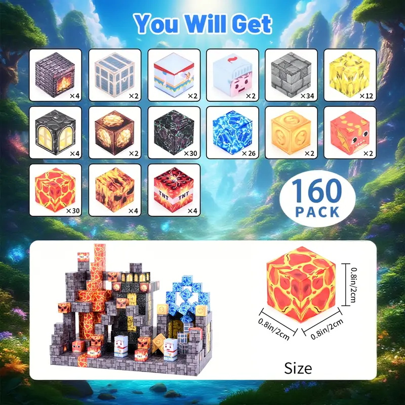 Конструктор магнітний Minecraft Нижній світ та лава на магнітах 160 шт. (2742137329) - фото 2