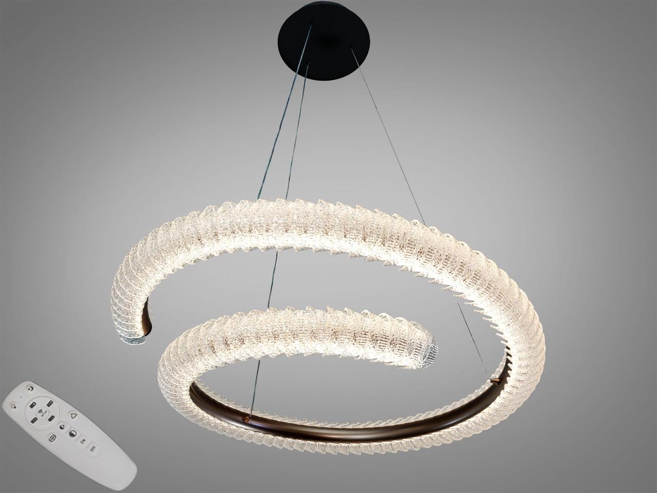 Люстра подвесная LED для гостиной MD2509/800CG спираль 132 Вт с пультом Шампань (3042734460)
