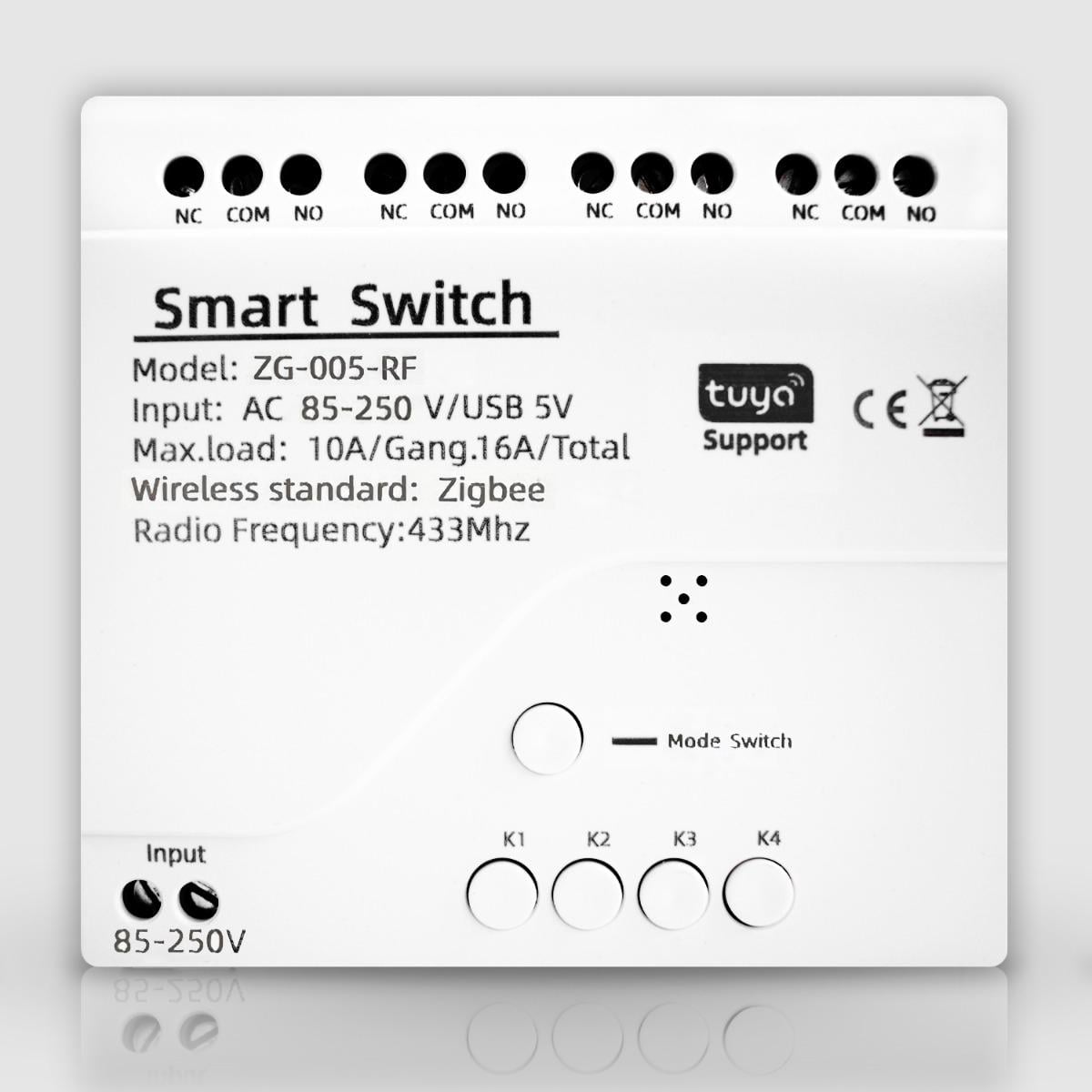 Реле с сухим контактом Tuya Smart 85-250V AC четырехканальное ZigBee (WH00534)