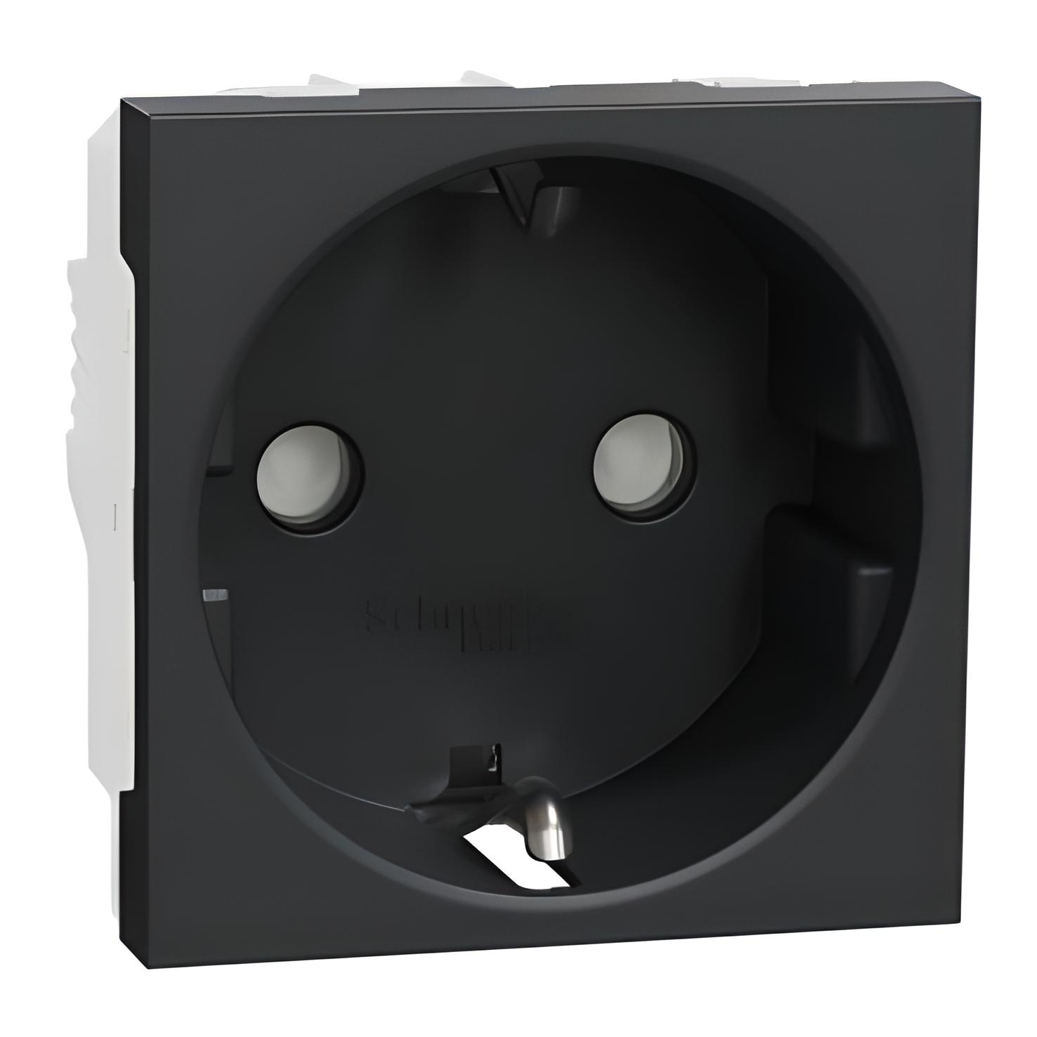 Розетка Schneider Electric Unica New PC с з/к и шторками 16А 45х45х40 мм Черный (NU303754)