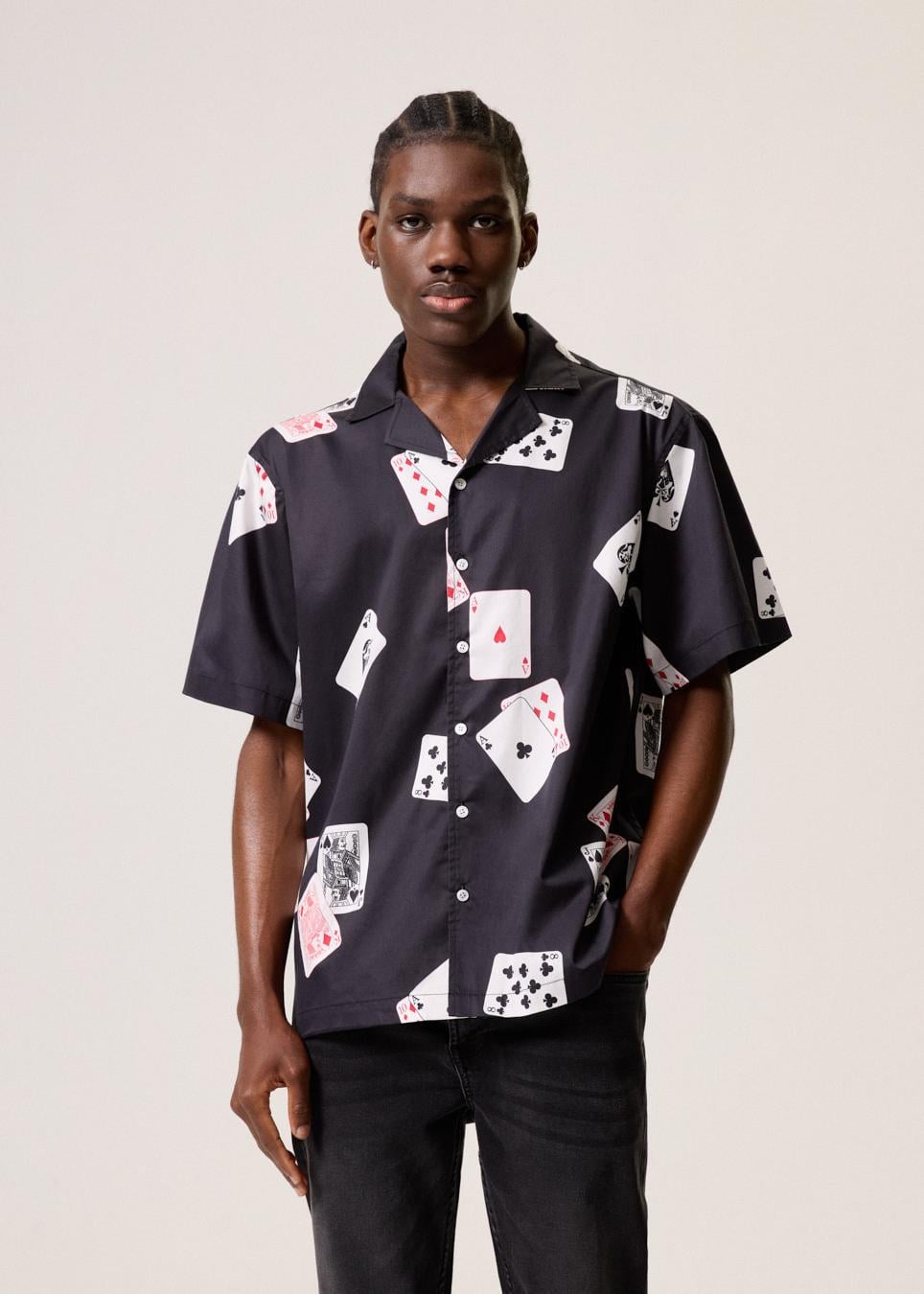 Сорочка чоловіча Diverse CARTES L Чорний (5902598988577)