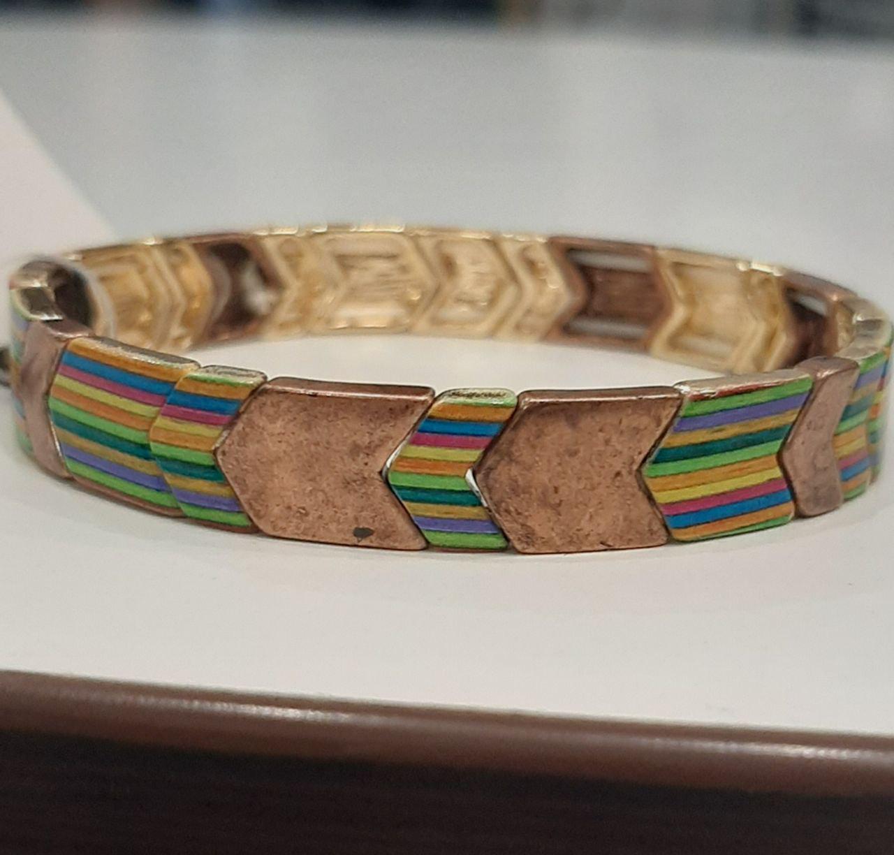 Браслет PG05153 с цветными вставками нержавеющая сталь 7 см (6360)