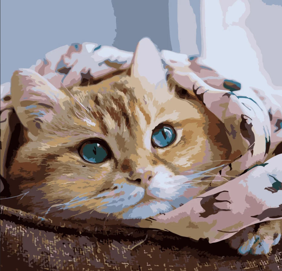 Картина по номерам Strateg Рыжий котенок 40х40 см (SK040)