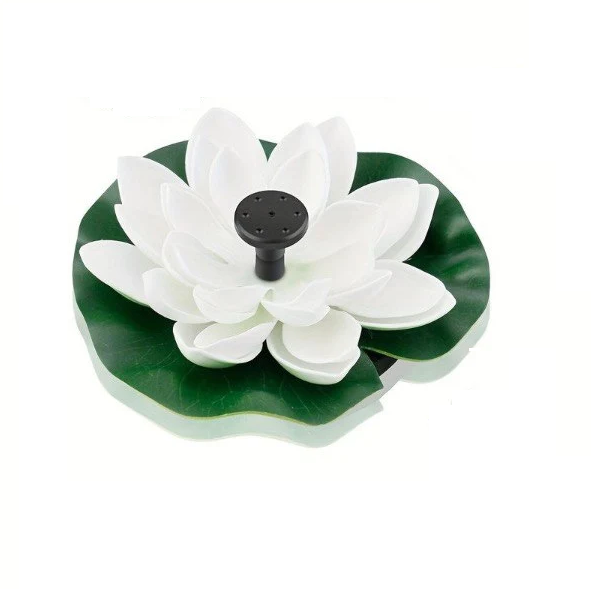 Фонтан садовый на солнечной батарее в форме лотоса Белый (L00086-2)