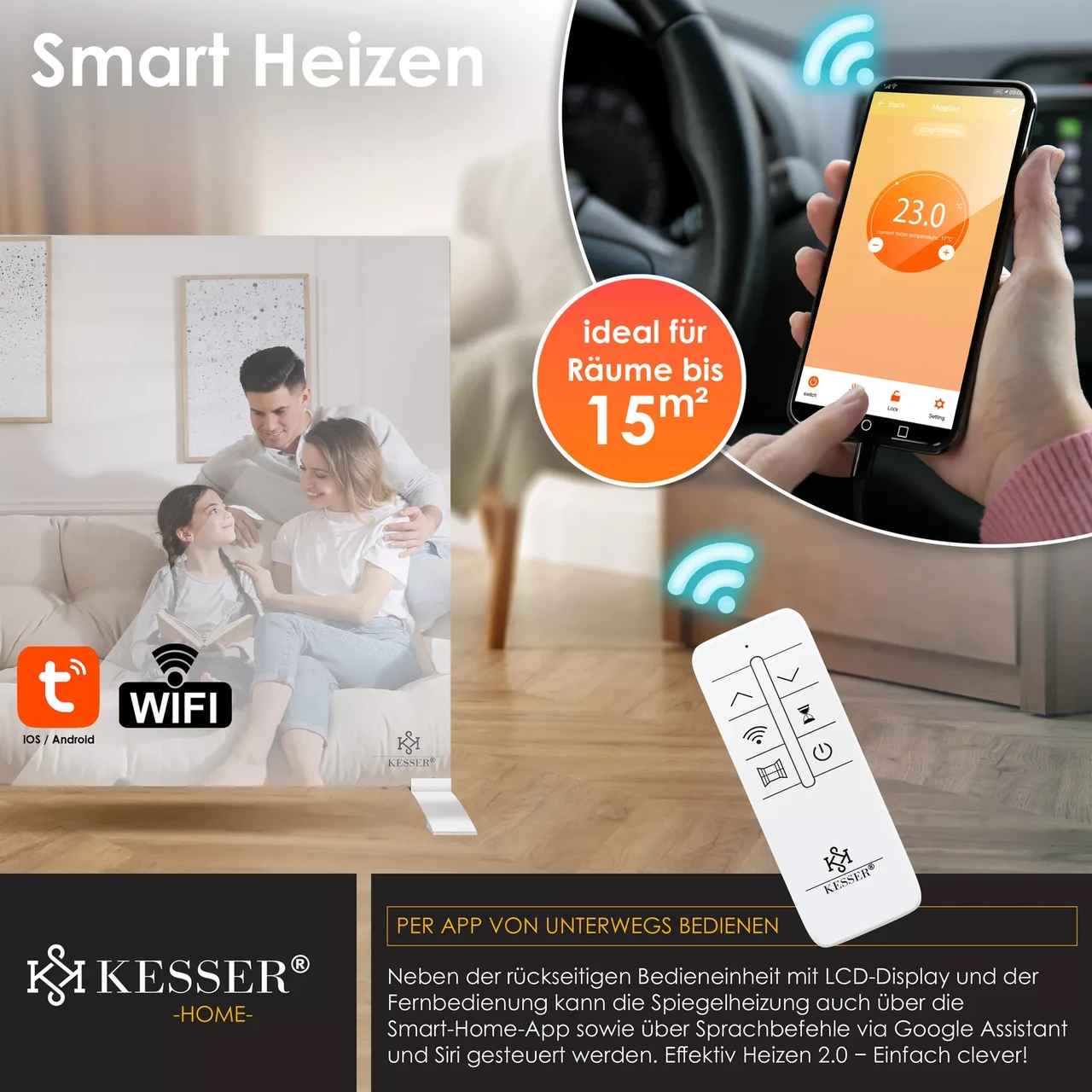 Инфракрасный обогреватель KESSER 50°C 600 Вт (225852449725-600) - фото 3 Инфракрасный обогреватель KESSER 50°C 600 Вт (225852449725-600) - фото 3