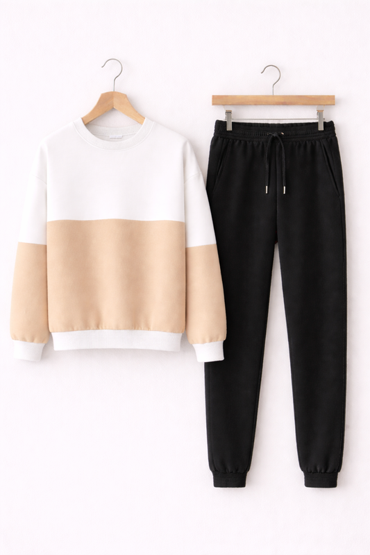 Спортивний костюм чоловічий весняний Zruchno світшот та штани L Біло-бежево-чорний (33500688)