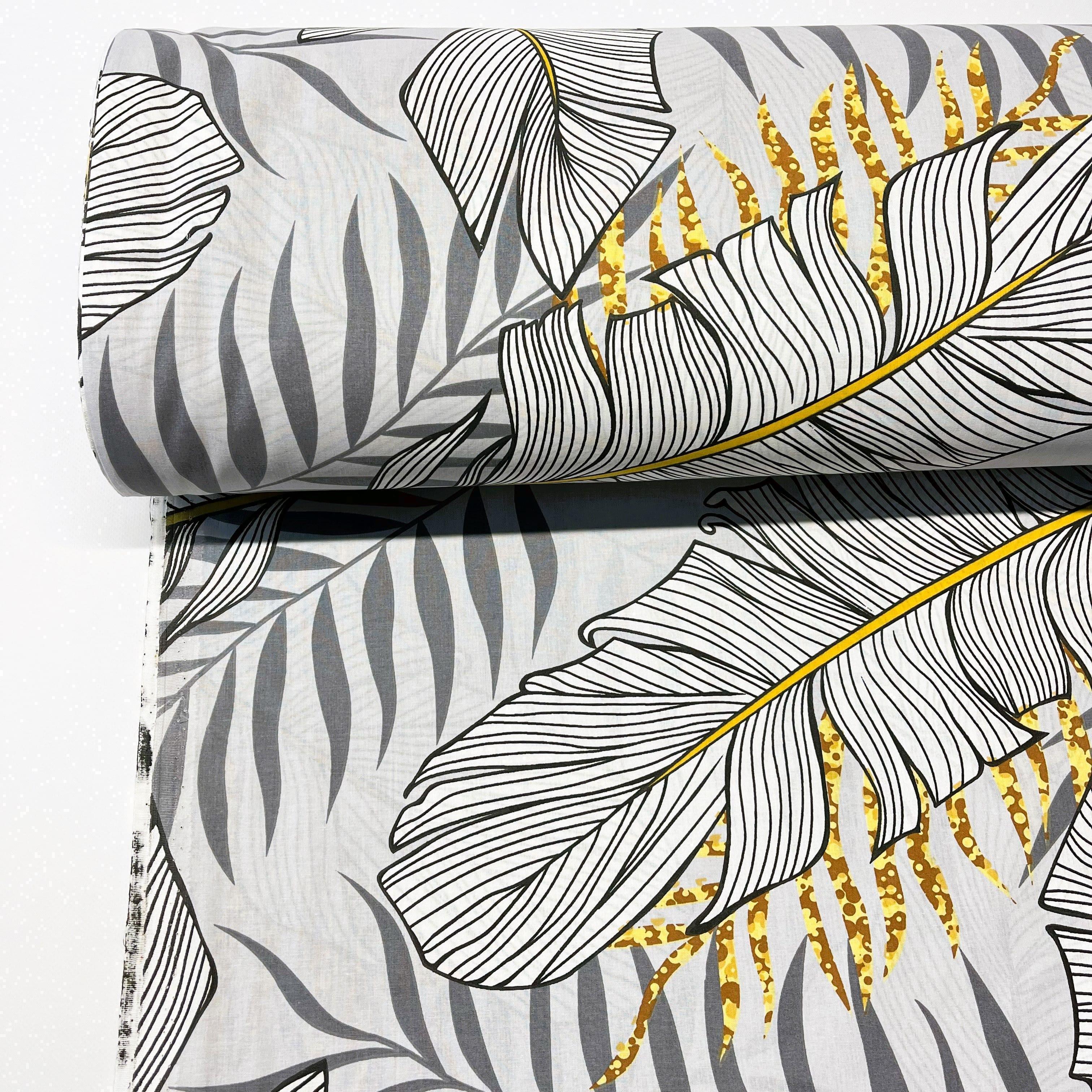 Ткань для постельного белья ранфорс тропическая листва 240 см Серый (23362 v1 00754)