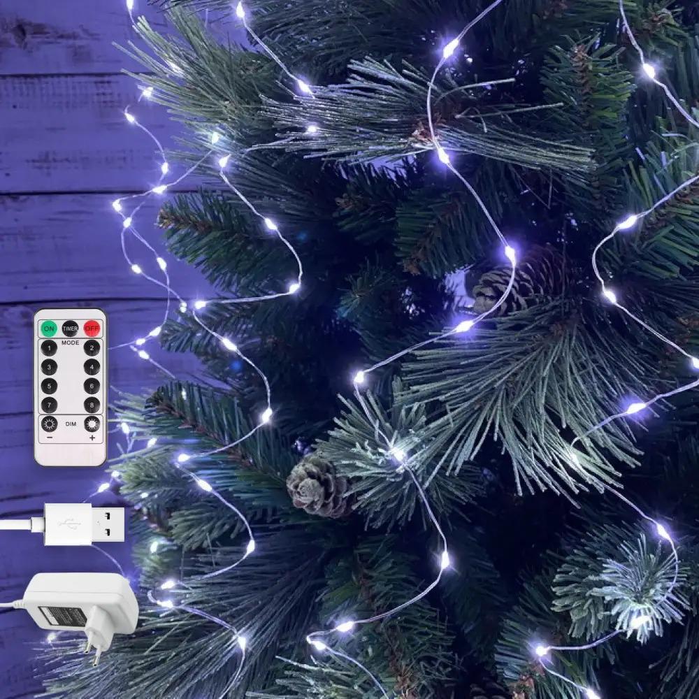 Гирлянда роса Конский хвост и пульт 15 нитей по 2,4 м 360 LED от USB и сети 220В 8 режимов Белый Гирлянда роса Конский хвост и пульт 15 нитей по 2,4 м 360 LED от USB и сети 220В 8 режимов Белый