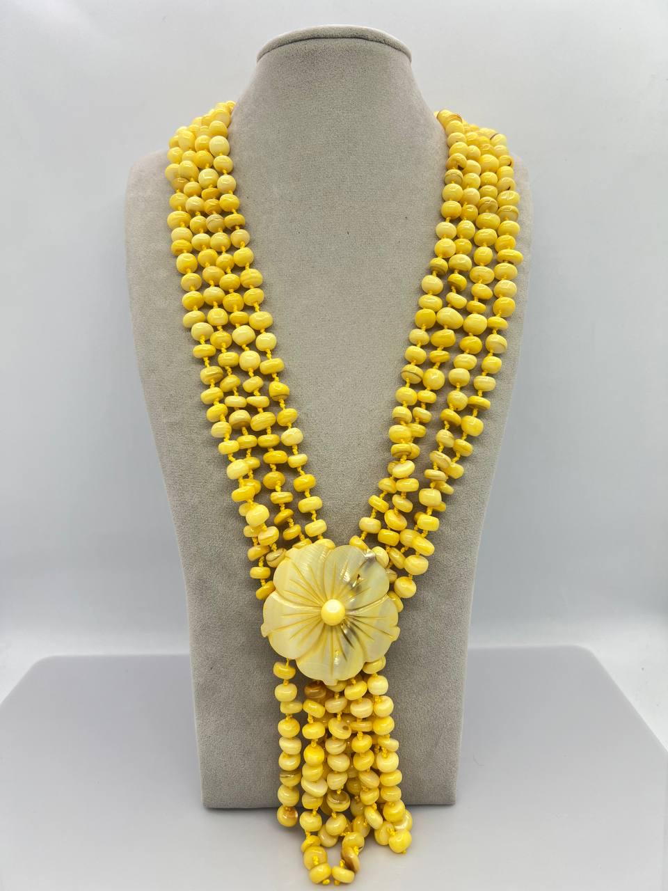 Намисто перламутр 52+10 см Жовтий (10987)