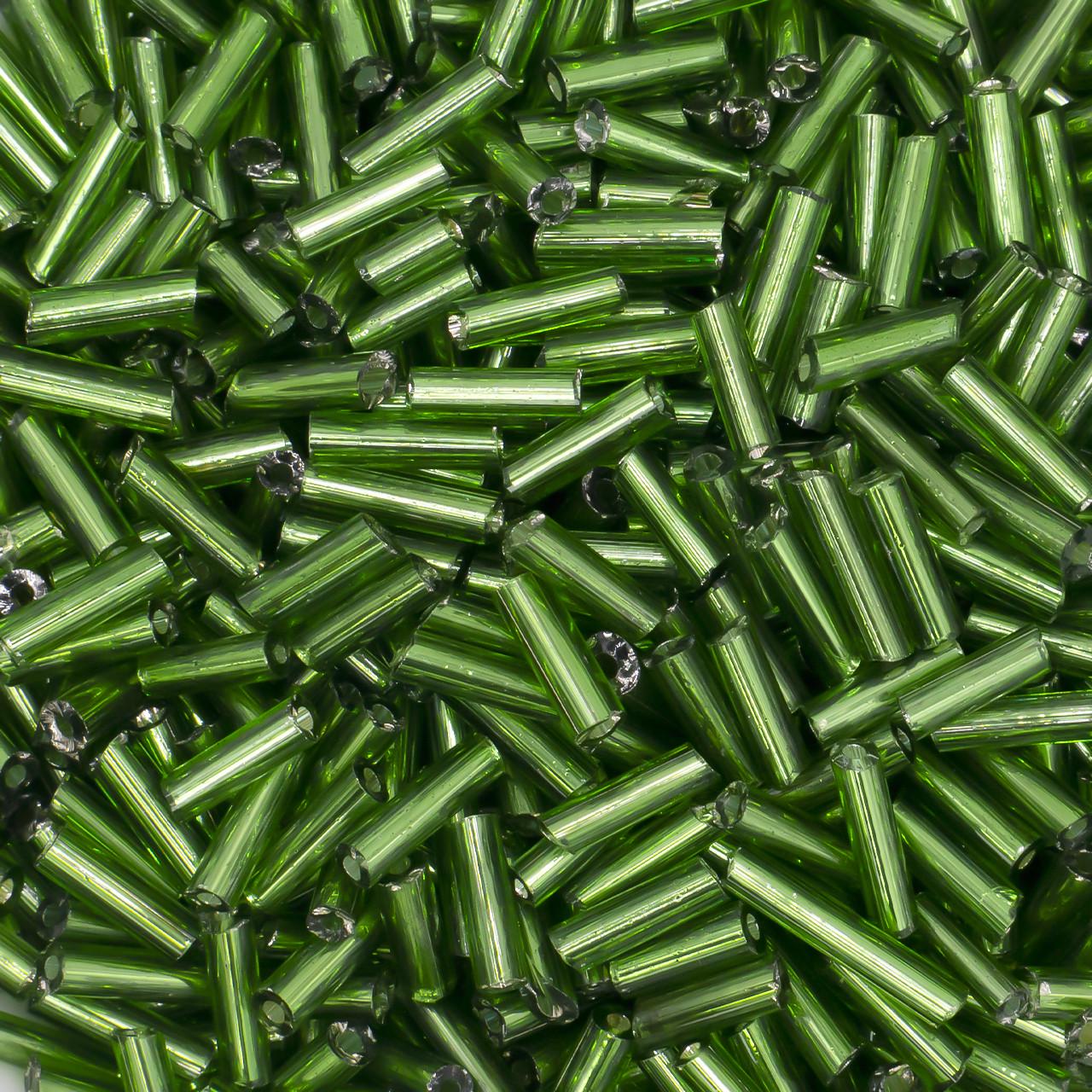 Бисер стеклярус блестящий непрозрачный 6 мм 25 г Зеленый (БР0006с05)