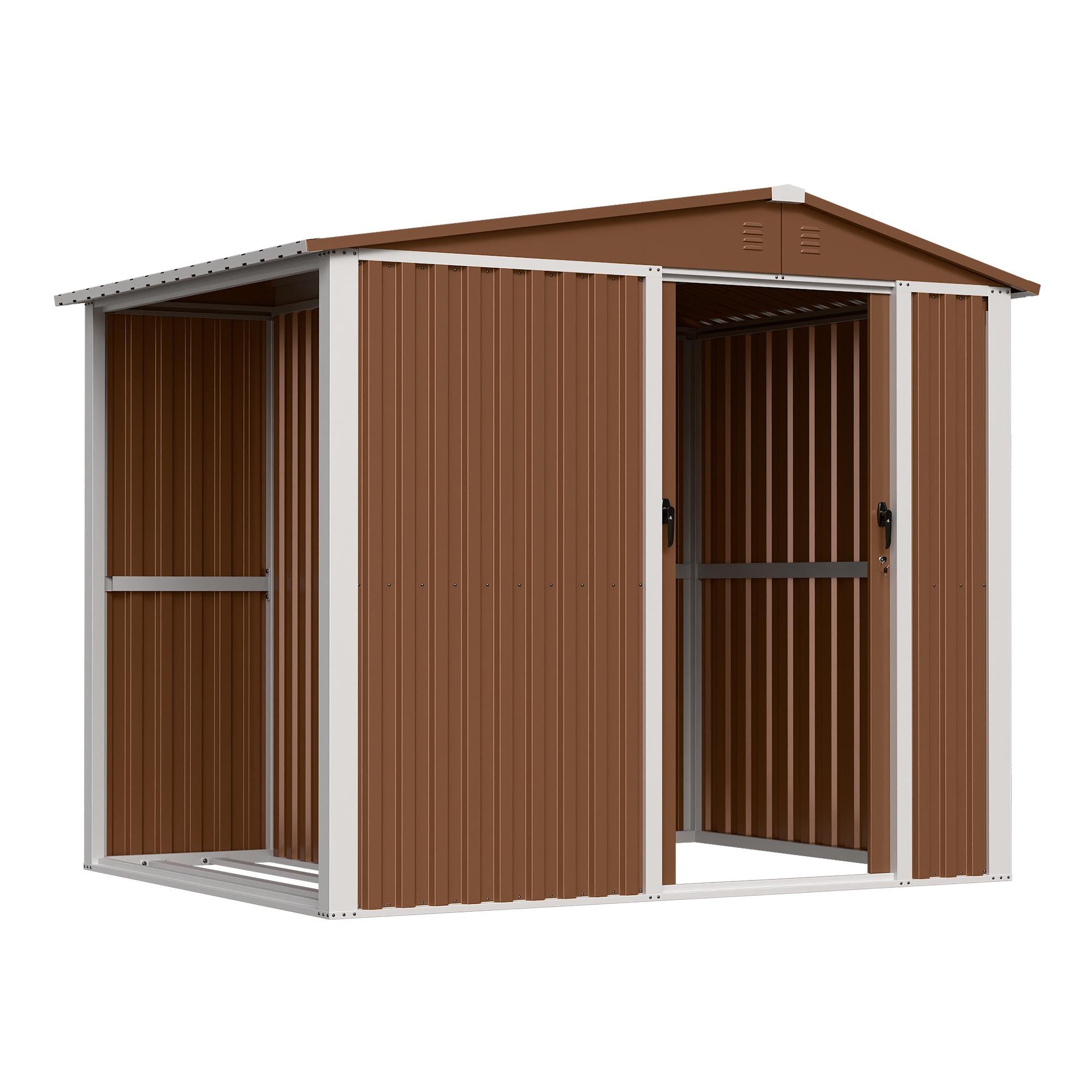 Хозблок-сарай металлический с двускатной крышей NEXT-древник 2000х2400х1800 мм Коричневый