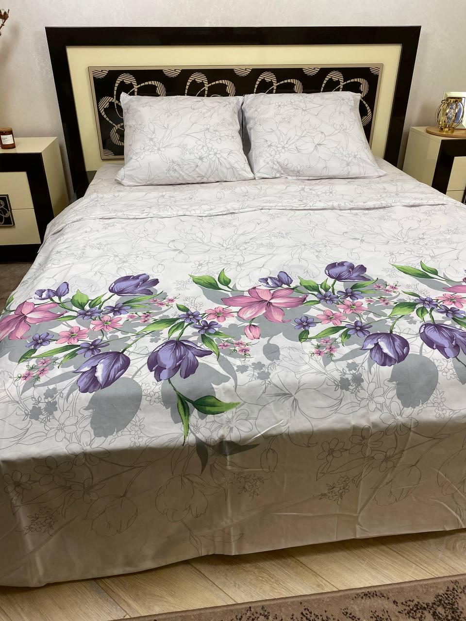 Комплект постільної білизни Анжеліка 150х220 см сімейний бавовняний 50х70 см Білий