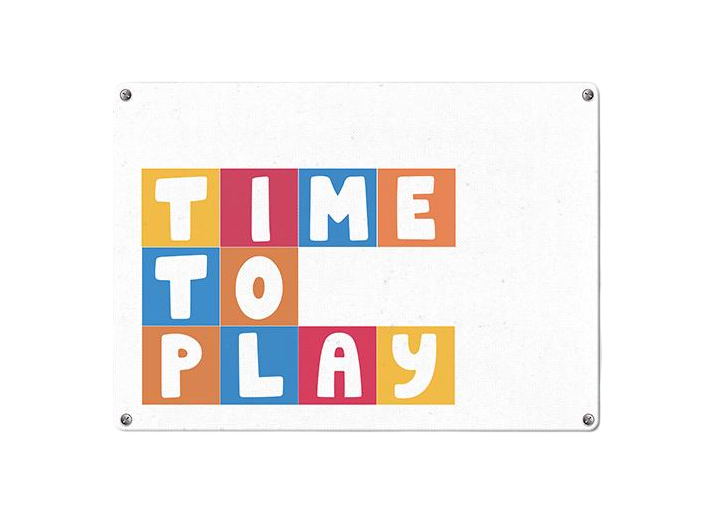Табличка металлическая Time to play 26х18,5 см (MET_20J034_WH)