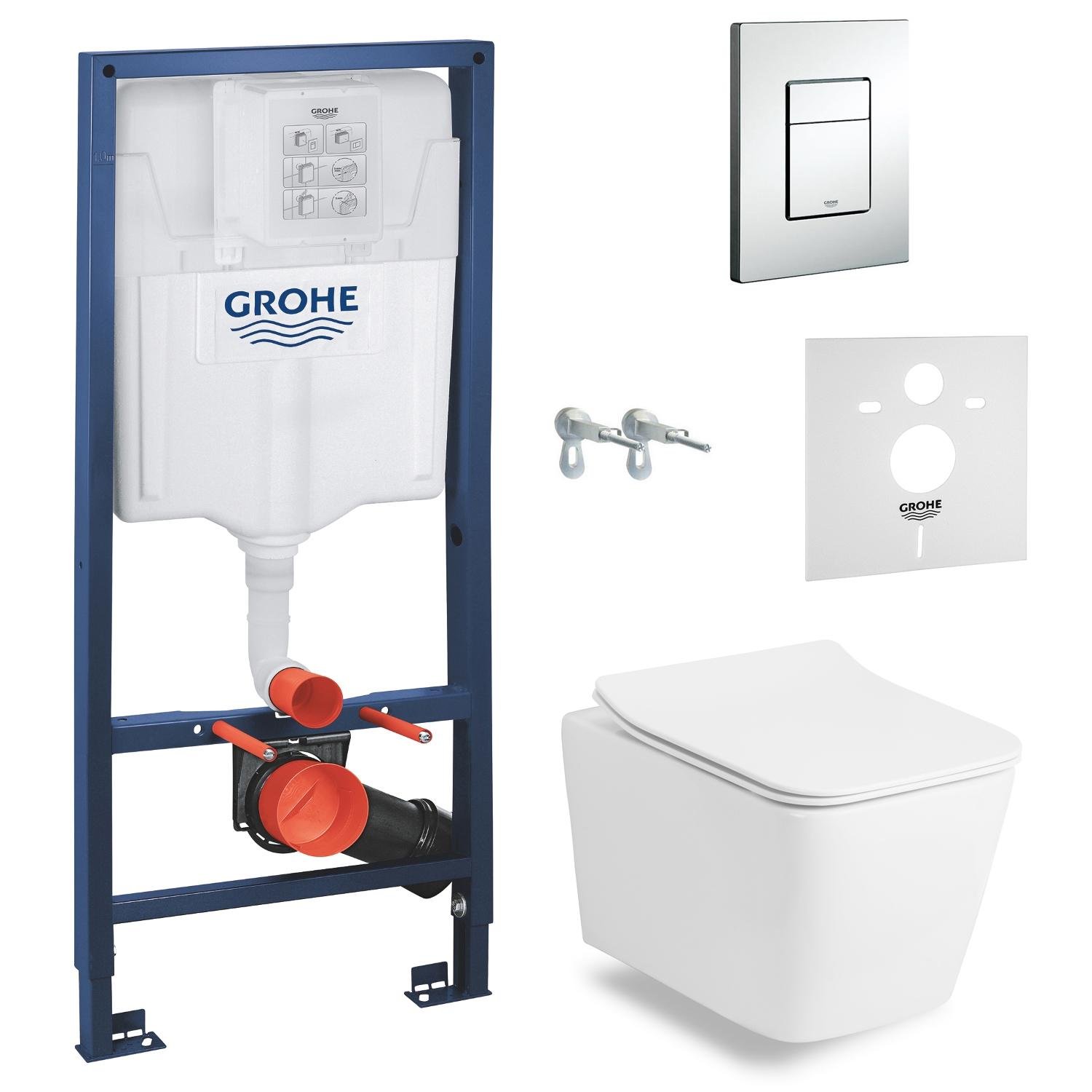 Комплект инсталляции Grohe Rapid SL 13-41-160+38772001+37131000 с унитазом кнопка Хром (97135)