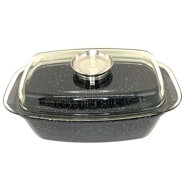 Утятница A-PLUS мраморное покрытие стеклянная крышка 5,5 литров 32 см