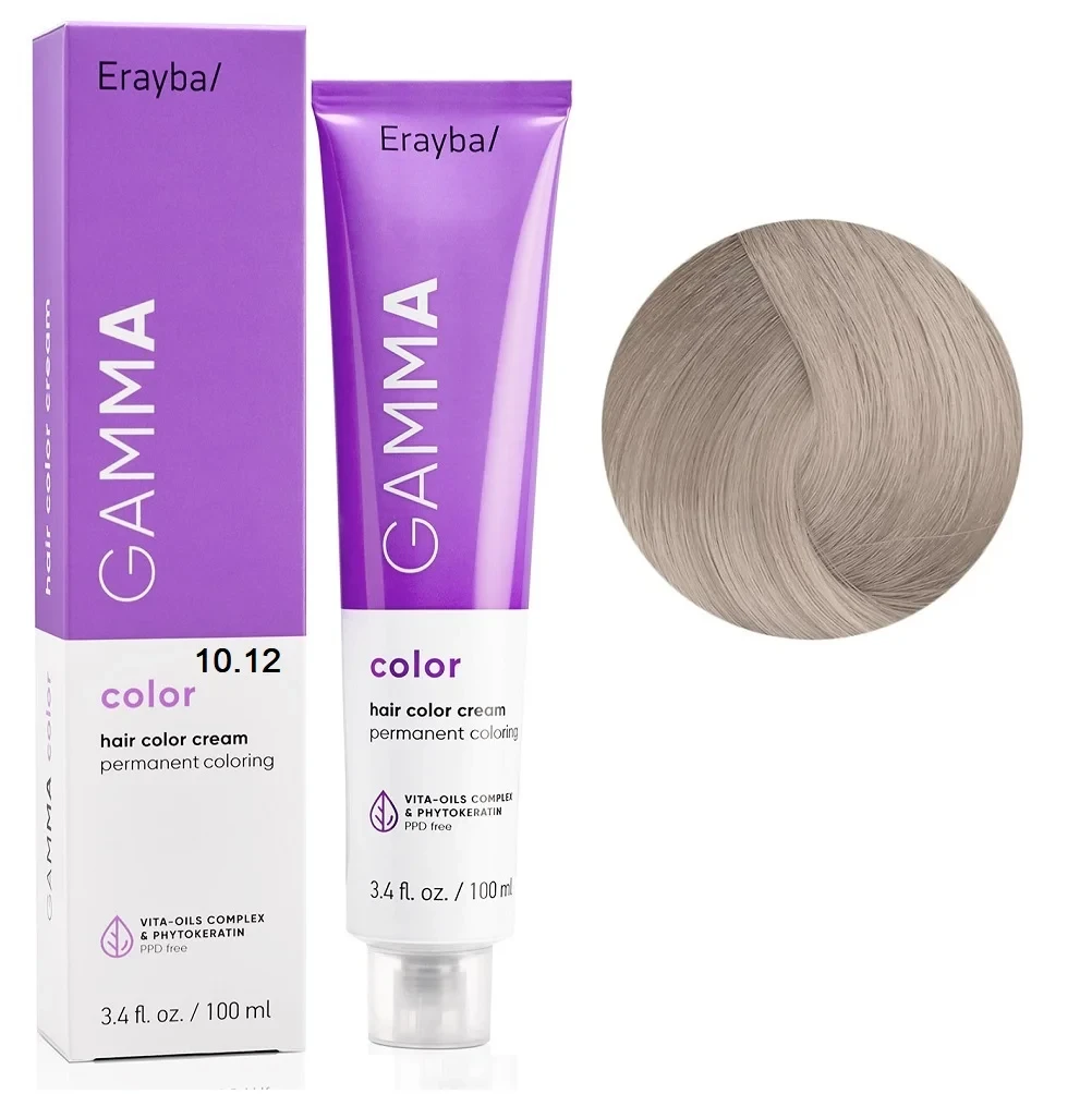 Краска для волос перманентная Erayba Gamma Color Cream 10/12 Супер светлый пепельный блонд 100 мл