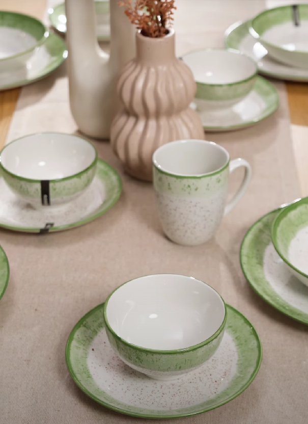 Столовый сервиз Ardesto Siena 5 предметов 1 персона фарфор Бело-зеленый - фото 11 Столовый сервиз Ardesto Siena 5 предметов 1 персона фарфор Бело-зеленый - фото 11