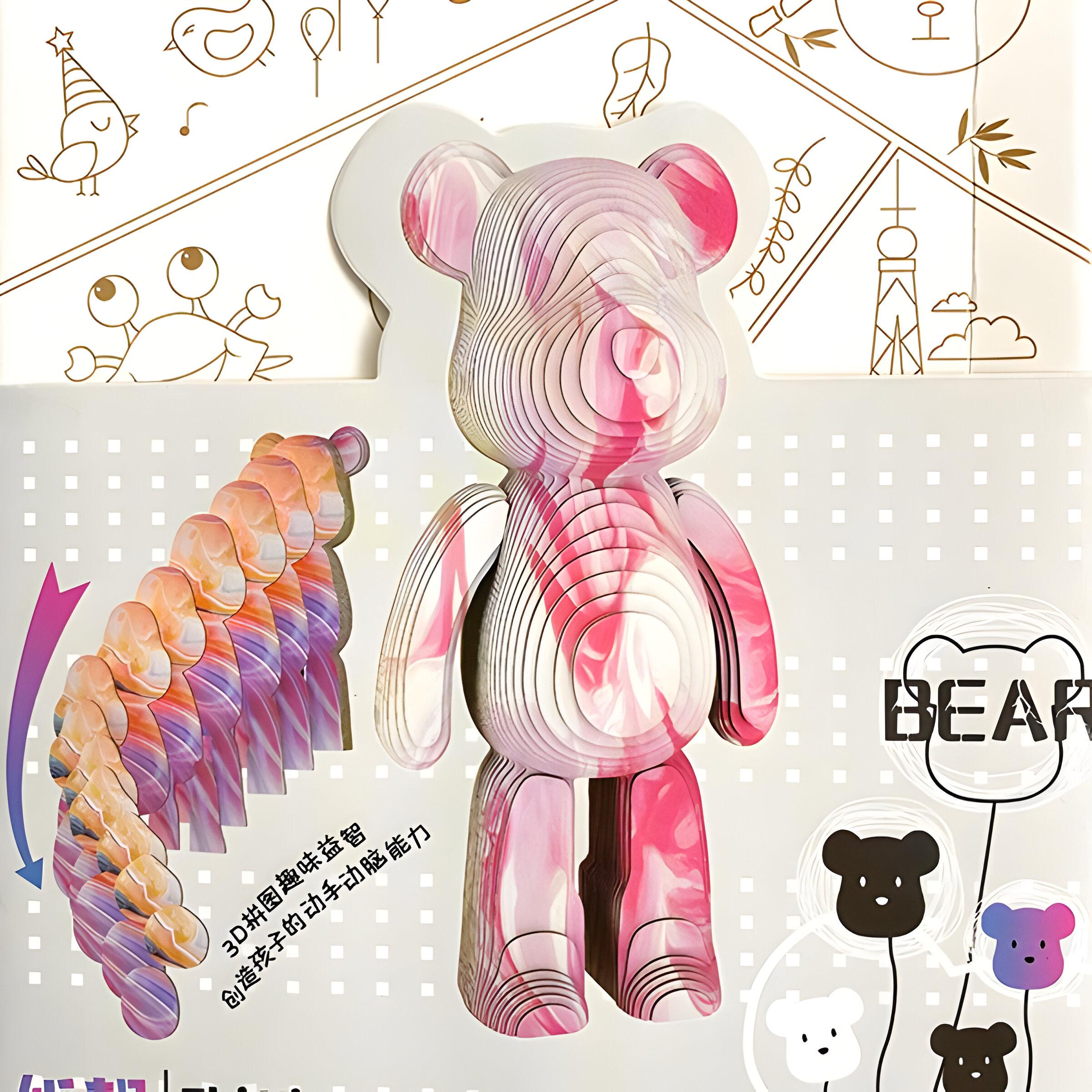 Конструктор картонный Bearbrick Бело-розовый (ZX-155) - фото 3