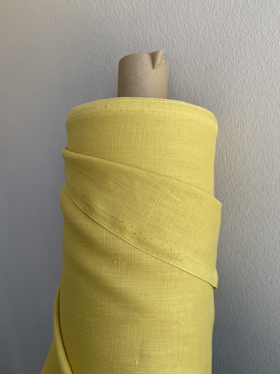 Ткань костюмная LINEN PLUS 100% лен 140 см 127/284 Салатовый с желтым оттенком