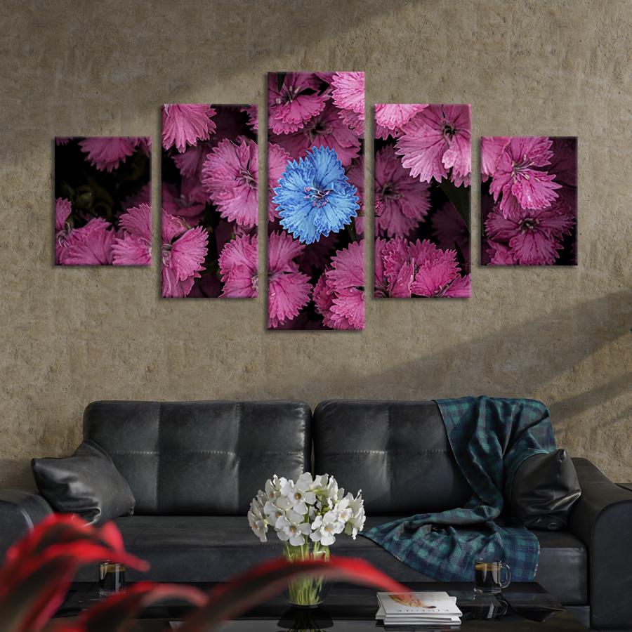 Картина на холсте Изобилие розовых васильков 187x94 см (909-52)