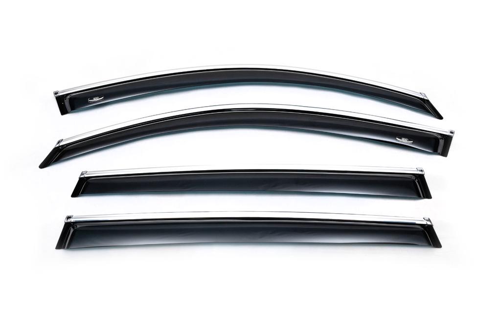 Ветровики с хром молдингом HIC для Volkswagen Tiguan 2007-2016 гг. полистирол Черный