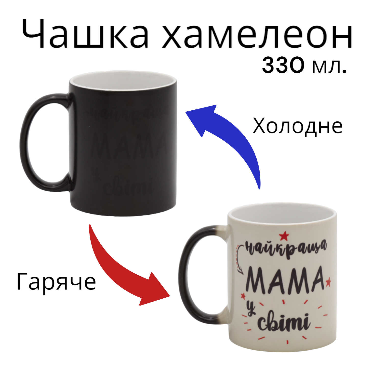 Чашка хамелеон змінює колір з принтом для мами 330 мл Чорний (01_K1133041327) - фото 2