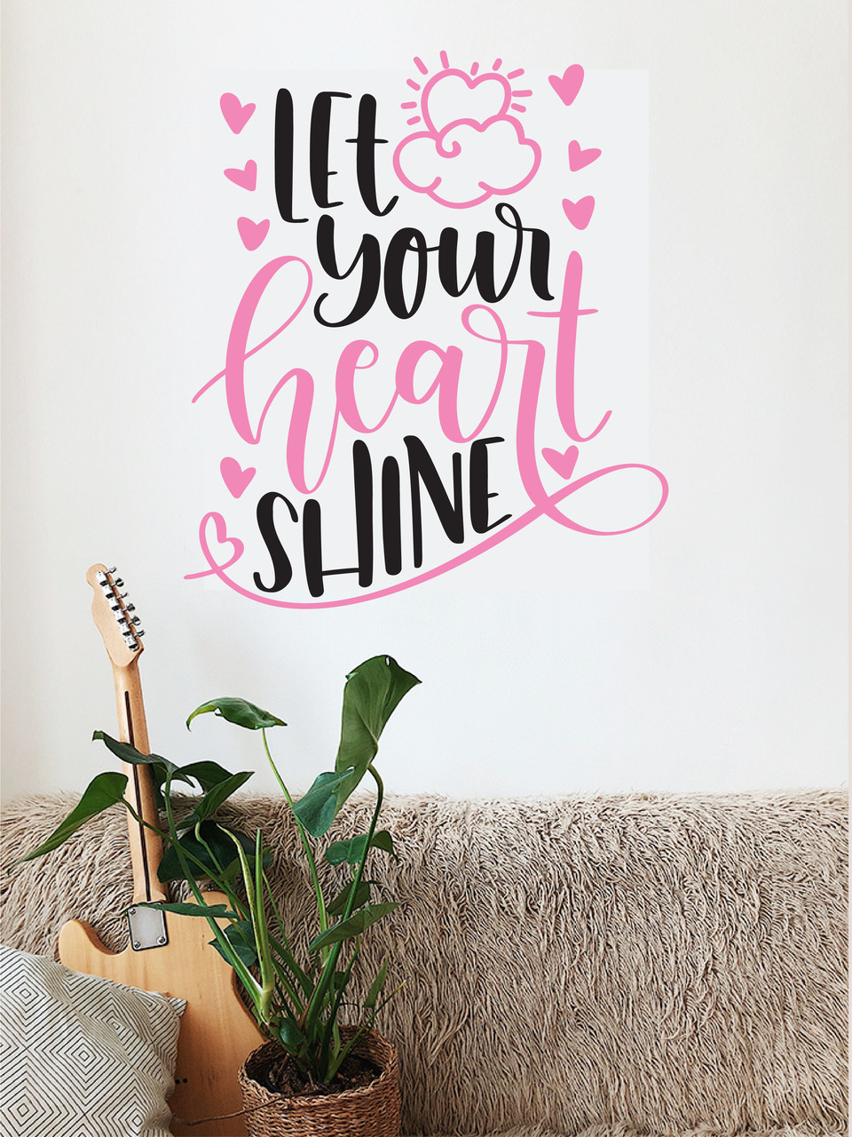 Наклейка виниловая 3D Zatarga Let your heart shine 1200x1380 мм Черно-Розовый (1198049077)