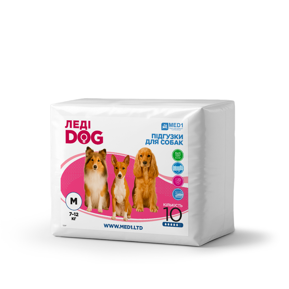 Підгузки для собак Леді Дог M 10 шт. (MED1-LD-M)