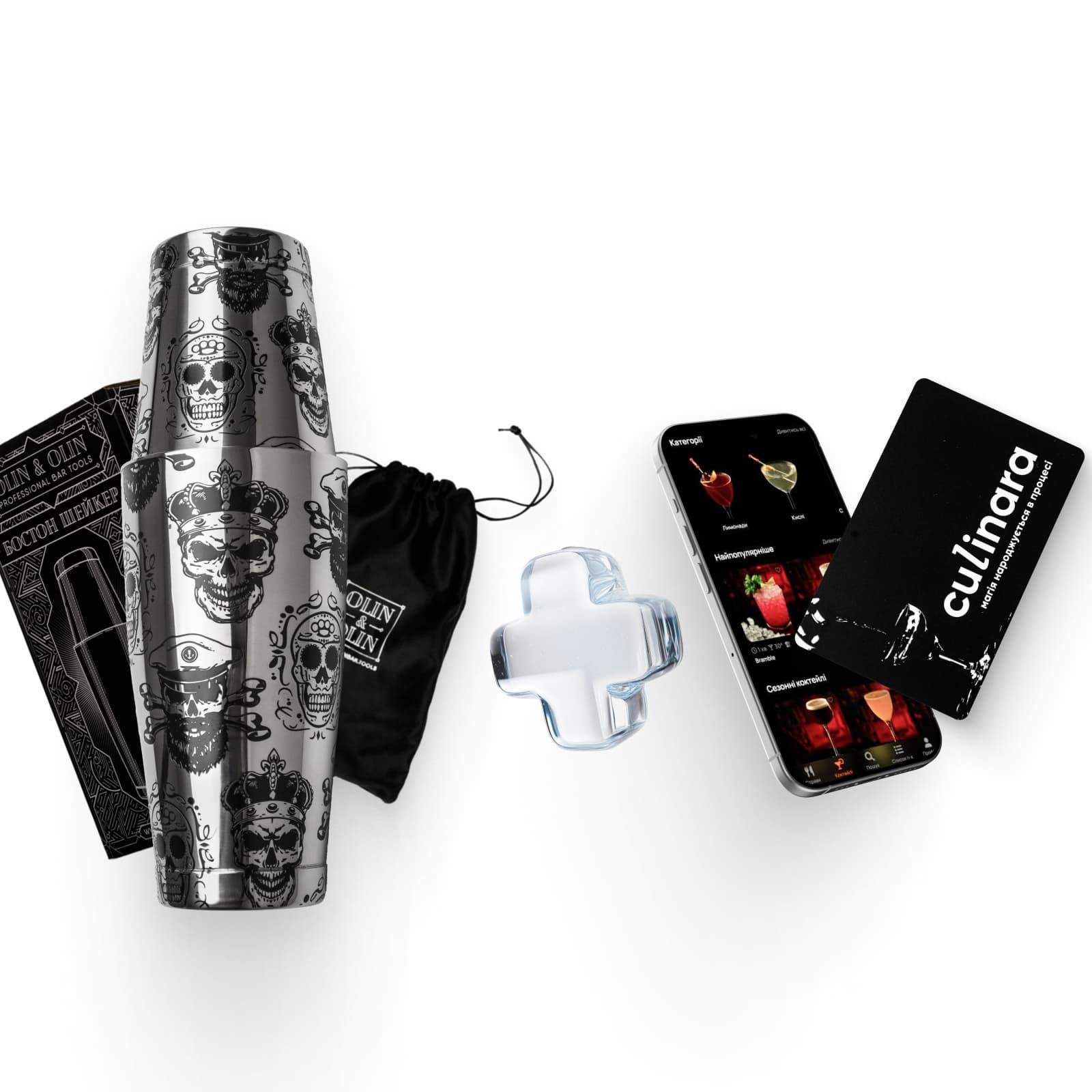 Подарочный барный набор Olin&Olin бостон шейкер Череп для приготовления коктейлей и подписка Culinara на 6 месяцев (9057-KI-Sh-s-St-k) - фото 2 Подарочный барный набор Olin&Olin бостон шейкер Череп для приготовления коктейлей и подписка Culinara на 6 месяцев (9057-KI-Sh-s-St-k) - фото 2
