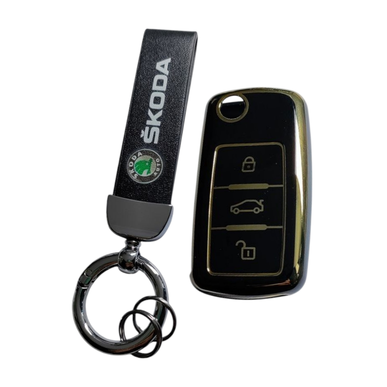 Чехол для ключа Skoda с брелоком глянцевый (2387484032)